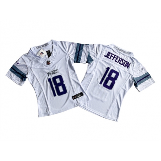 Women's Minnesota Vikings #18 Justin Jefferson White 2024 F.U.S.E Winter Warrior Limited Jersey - Ujersey