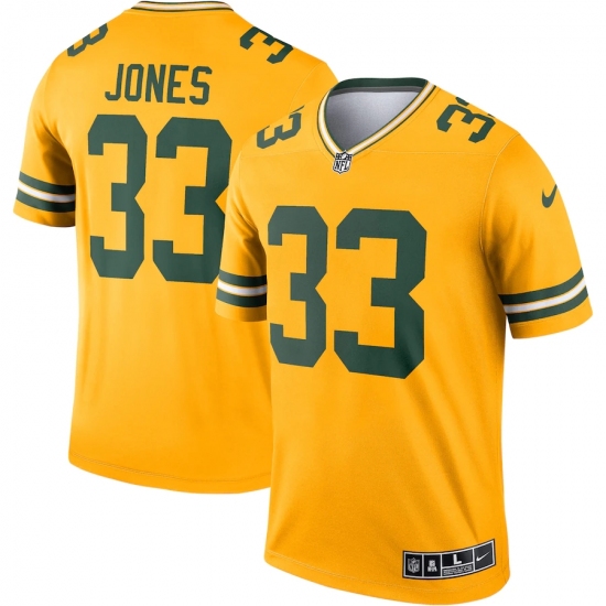 Men's Green Bay Packers #33 Aaron Jones Nike Gold Inverted Legend Jersey - Ujersey