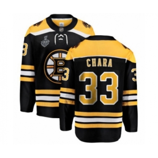 Men's Boston Bruins #33 Zdeno Chara Authentic Black Home Fanatics Branded Breakaway 2019 Stanley Cup Final Bound Hockey Jersey - Ujersey