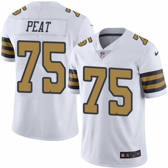 Men's Nike New Orleans Saints #75 Andrus Peat Limited White Rush Vapor Untouchable NFL Jersey - Ujersey