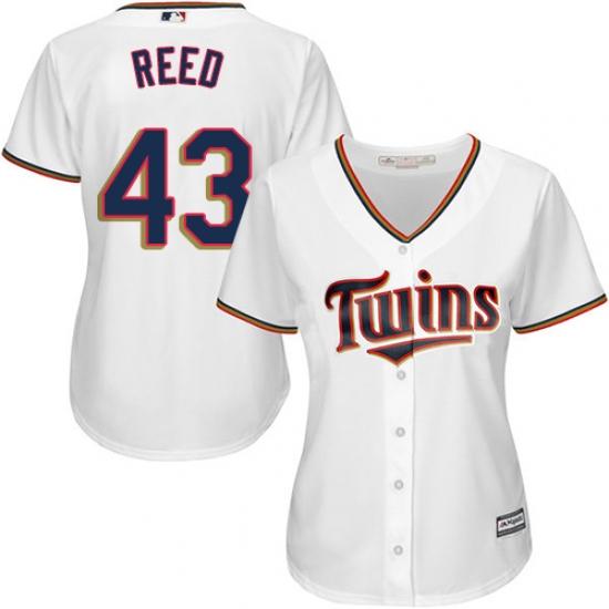 Women's Majestic Minnesota Twins #43 Addison Reed Replica White Home Cool Base MLB Jersey - Ujersey