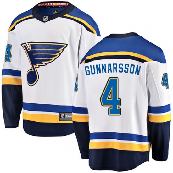 Men's St. Louis Blues #4 Carl Gunnarsson Fanatics Branded White Away Breakaway NHL Jersey - Ujersey