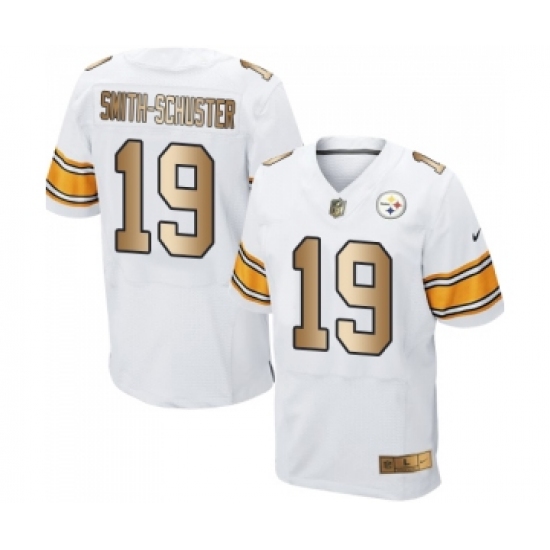 Men's Pittsburgh Steelers #19 JuJu Smith-Schuster Elite White Gold Football Jersey - Ujersey