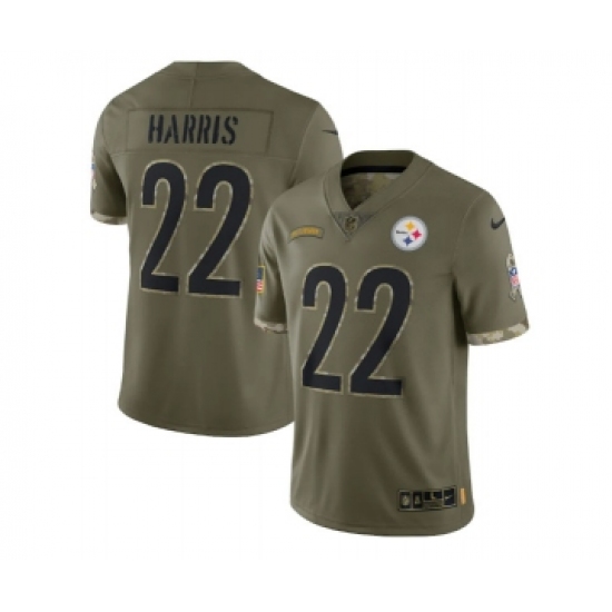 Men's Pittsburgh Steelers #22 Najee Harris 2022 Olive Salute To Service Limited Stitched Jersey - Ujersey
