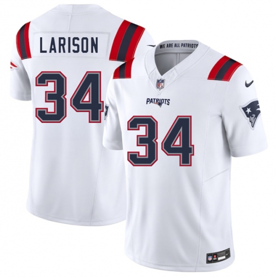 Men's New England Patriots #34 Lan Larison White 2025 F.U.S.E. Vapor Limited Stitched Jersey - Ujersey