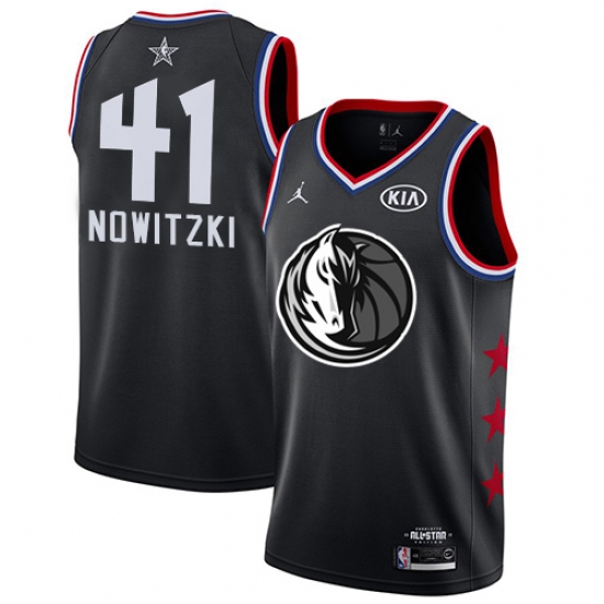 Youth Nike Dallas Mavericks #41 Dirk Nowitzki Black NBA Jordan Swingman 2019 All-Star Game Jersey - Ujersey