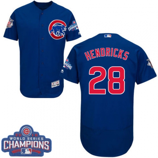 Men's Majestic Chicago Cubs #28 Kyle Hendricks Royal Blue Alternate 2016 World Series Champions Flexbase Authentic Collection MLB Jersey