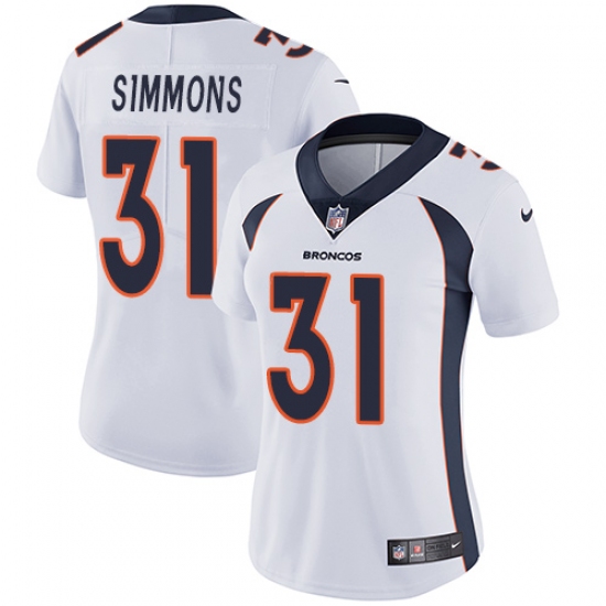 Women's Nike Denver Broncos #31 Justin Simmons White Vapor Untouchable Limited Player NFL Jersey - Ujersey