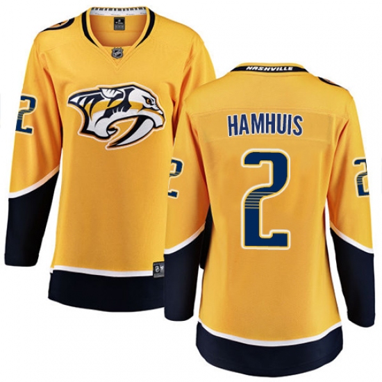 Women's Nashville Predators #2 Dan Hamhuis Fanatics Branded Gold Home Breakaway NHL Jersey - Ujersey