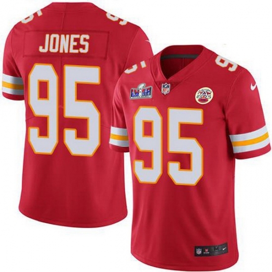 Youth Kansas City Chiefs #95 Chris Jones Red 2023 F U S E Vapor Untouchable Limited Stitched 2024 Super Bowl LVIII Jersey