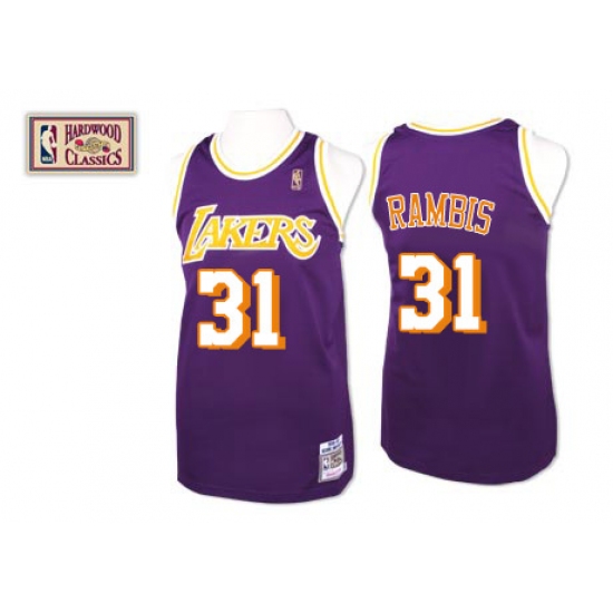 Men's Mitchell and Ness Los Angeles Lakers #31 Kurt Rambis Swingman Purple Throwback NBA Jersey - Ujersey