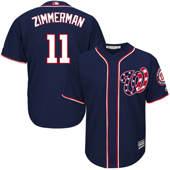 Youth Majestic Washington Nationals #11 Ryan Zimmerman Authentic Navy Blue Alternate 2 Cool Base MLB Jersey - Ujersey