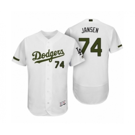 Men's Los Angeles Dodgers #74 Kenley Jansen White 2017 Memorial Day Collection Flex Base Jersey - Ujersey
