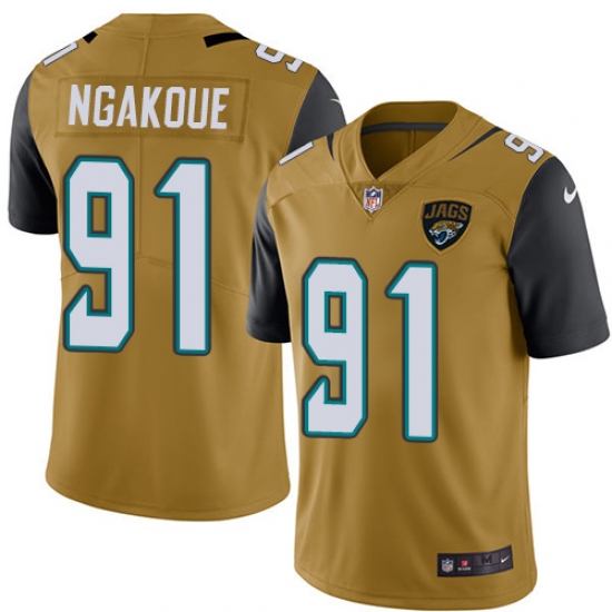 Youth Nike Jacksonville Jaguars #91 Yannick Ngakoue Limited Gold Rush Vapor Untouchable NFL Jersey - Ujersey