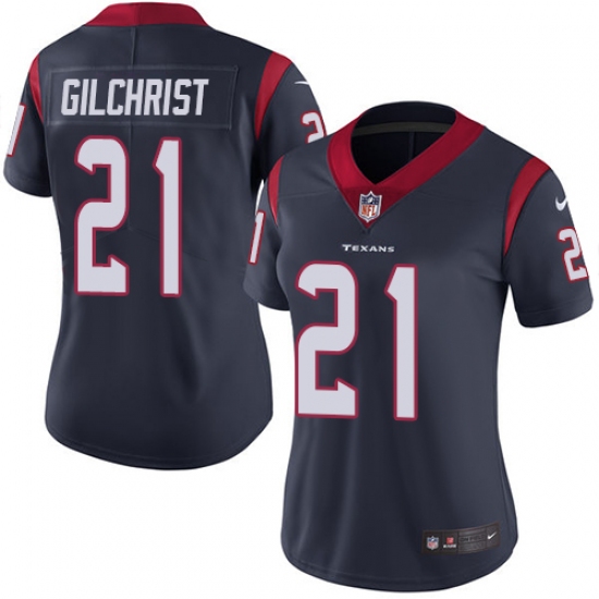 Women's Nike Houston Texans #21 Marcus Gilchrist Navy Blue Team Color Vapor Untouchable Limited Player NFL Jersey - Ujersey