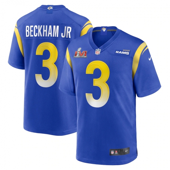 Men's Los Angeles Rams #3 Odell Beckham Jr. Nike Royal Super Bowl LVI Limited Patch Jersey - Ujersey