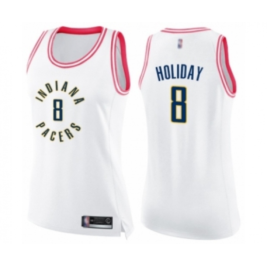 Women's Indiana Pacers #8 Justin Holiday Swingman White Pink Fashion Basketball Jersey - Ujersey