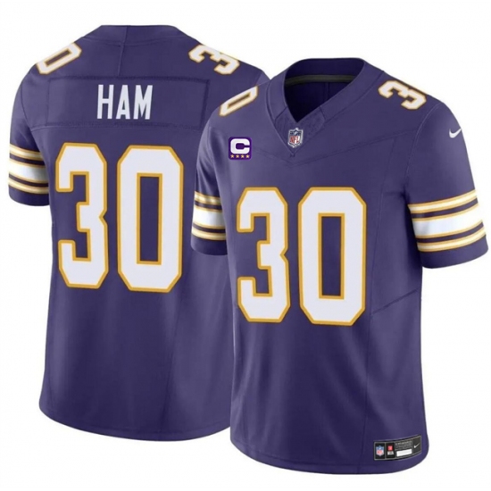 Men's Minnesota Vikings #30 C.J. Ham Purple 2024 F.U.S.E. Throwback With 4-Star C Vapor Untouchable Limited Stitched Jersey - Ujersey