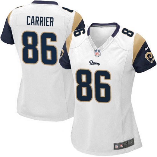 Women's Nike Los Angeles Rams #86 Derek Carrier Game White NFL Jersey - Ujersey