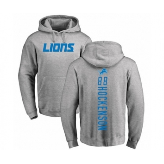 Football Detroit Lions #88 T.J. Hockenson Ash Backer Pullover Hoodie - Ujersey
