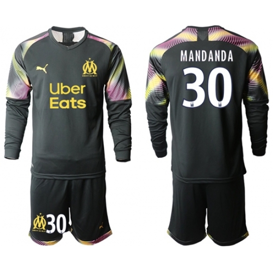 Marseille #30 Mandanda Black Goalkeeper Long Sleeves Soccer Club Jersey