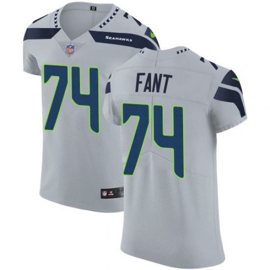 Men's Nike Seattle Seahawks #74 George Fant Grey Alternate Vapor Untouchable Elite Player NFL Jersey - Ujersey