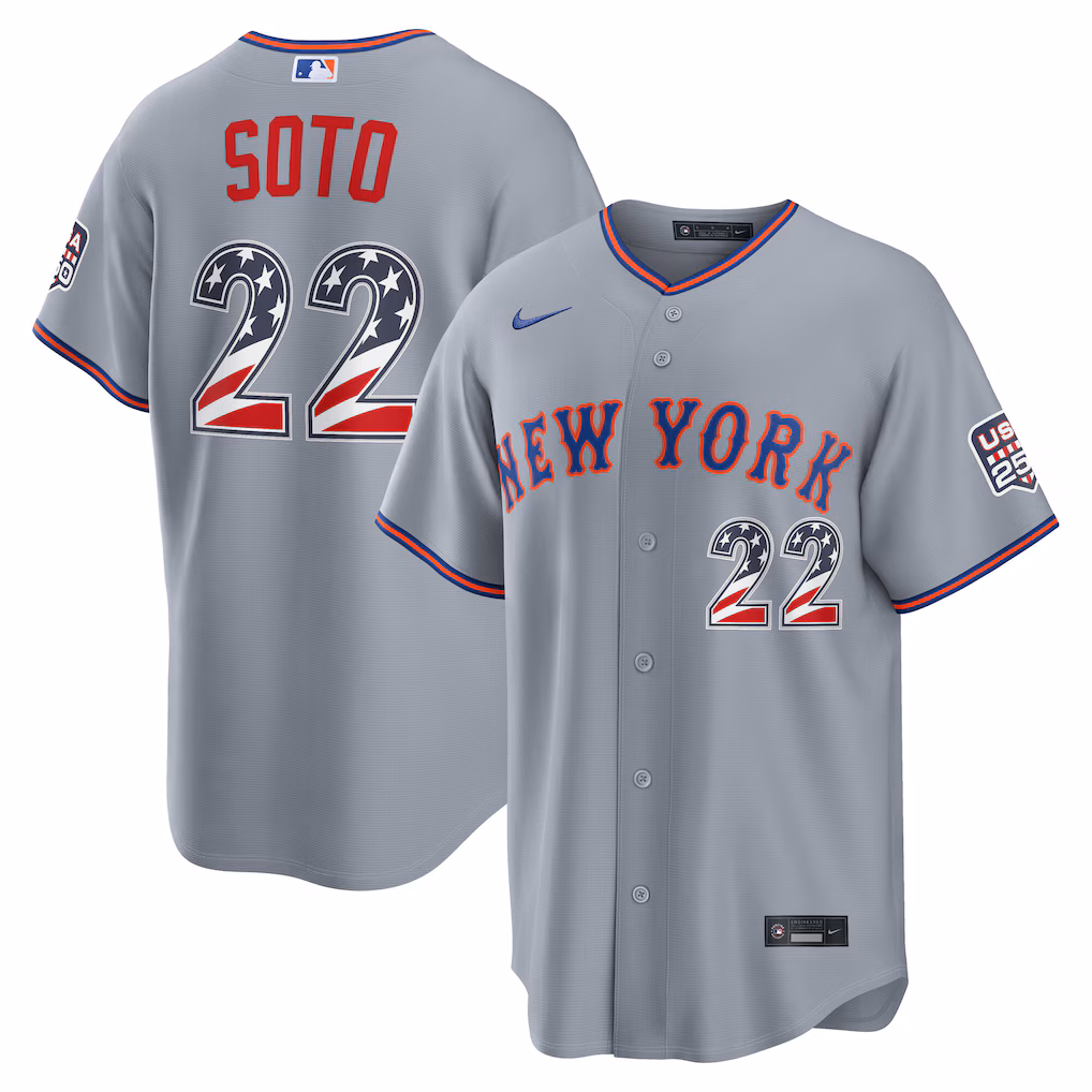 Men's New York Mets Juan Soto Nike Gray USA 250 Fourth of July Road Stadium Jersey - Ujersey