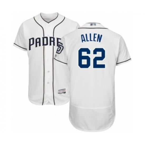 Men's San Diego Padres #62 Austin Allen White Home Flex Base Authentic Collection Baseball Player Jersey - Ujersey