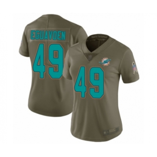 Women's Miami Dolphins #49 Sam Eguavoen Limited Olive 2017 Salute to Service Football Jersey - Ujersey