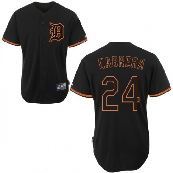 Men's Majestic Detroit Tigers #24 Miguel Cabrera Authentic Black Fashion MLB Jersey - Ujersey