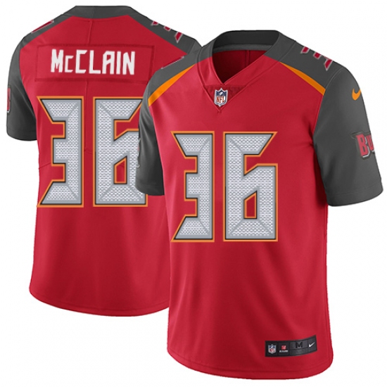 Youth Nike Tampa Bay Buccaneers #36 Robert McClain Red Team Color Vapor Untouchable Limited Player NFL Jersey - Ujersey