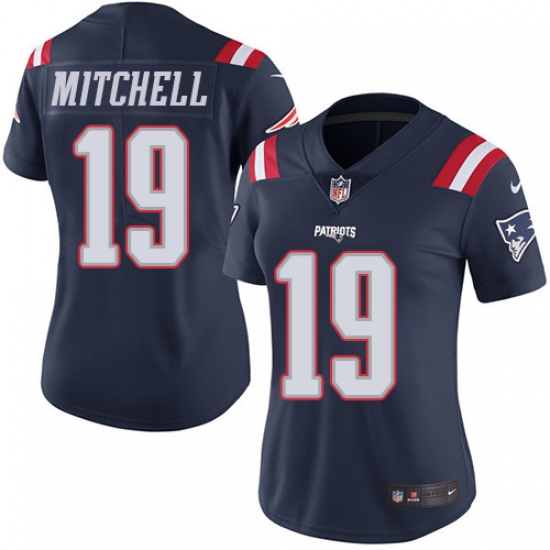 Women's Nike New England Patriots #19 Malcolm Mitchell Limited Navy Blue Rush Vapor Untouchable NFL Jersey - Ujersey
