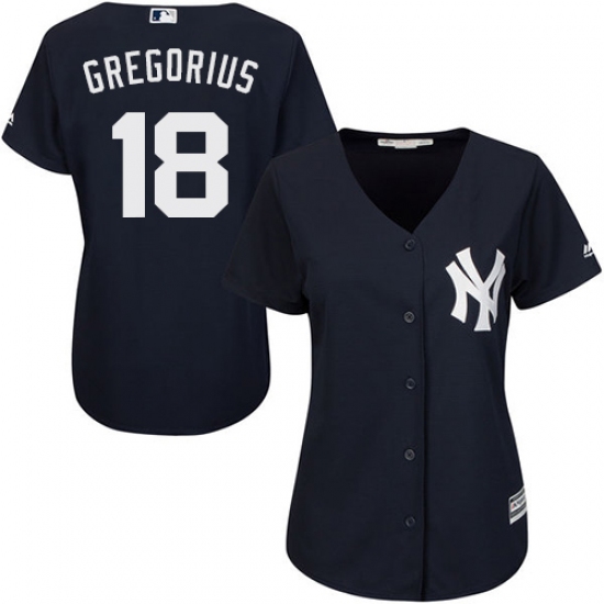 Women's Majestic New York Yankees #18 Didi Gregorius Authentic Navy Blue Alternate MLB Jersey - Ujersey