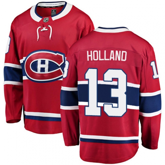 Men's Montreal Canadiens #13 Peter Holland Authentic Red Home Fanatics Branded Breakaway NHL Jersey - Ujersey