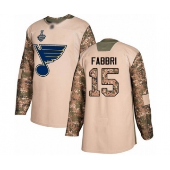 Youth St. Louis Blues #15 Robby Fabbri Authentic Camo Veterans Day Practice 2019 Stanley Cup Final Bound Hockey Jersey - Ujersey