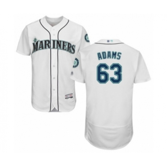 Men's Seattle Mariners #63 Austin Adams White Home Flex Base Authentic Collection Baseball Player Jersey - Ujersey