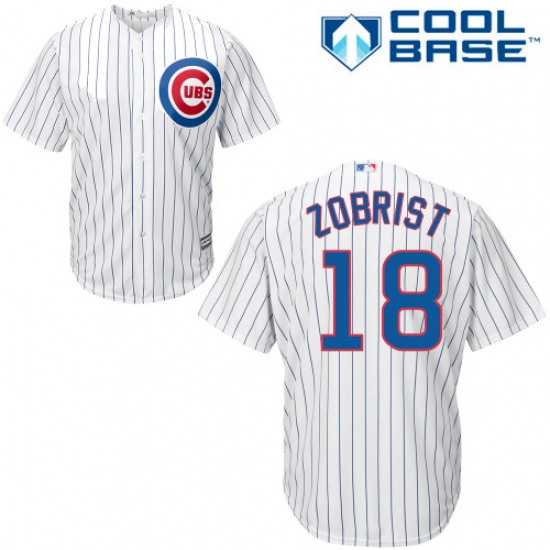 Men's Majestic Chicago Cubs #18 Ben Zobrist Replica White Home Cool Base MLB Jersey - Ujersey