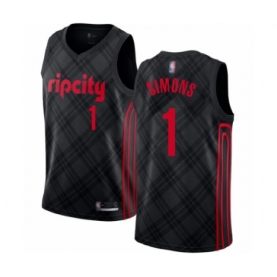 Men's Portland Trail Blazers #1 Anfernee Simons Authentic Black Basketball Jersey - City Edition - Ujersey