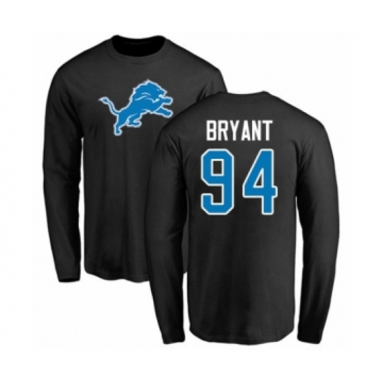 Football Detroit Lions #94 Austin Bryant Black Name & Number Logo Long Sleeve T-Shirt - Ujersey