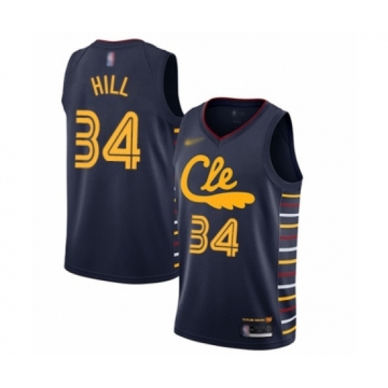 Men's Cleveland Cavaliers #34 Tyrone Hill Swingman Navy Basketball Jersey - 2019 20 City Edition - Ujersey