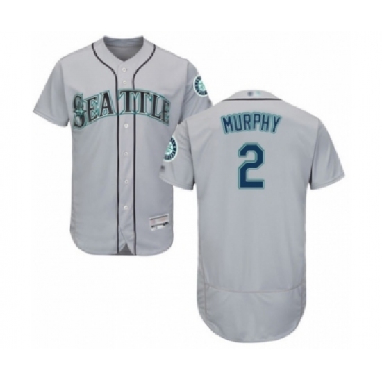 Men's Seattle Mariners #2 Tom Murphy Grey Road Flex Base Authentic Collection Baseball Player Jersey - Ujersey