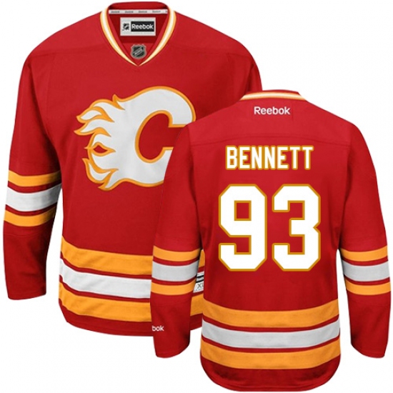 Men's Reebok Calgary Flames #93 Sam Bennett Premier Red Third NHL Jersey - Ujersey