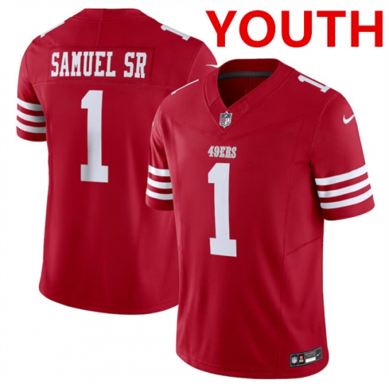 Youth San Francisco 49ers #1 Deebo Samuel Red 2024 F.U.S.E. Vapor Untouchable Limited Football Stitched Jersey - Ujersey