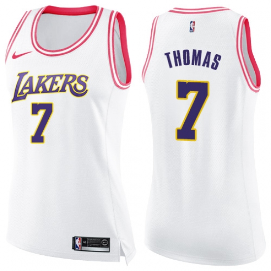 Women's Nike Los Angeles Lakers #7 Isaiah Thomas Swingman White/Pink Fashion NBA Jersey - Ujersey
