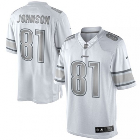 Men's Nike Detroit Lions #81 Calvin Johnson Limited White Platinum NFL Jersey - Ujersey