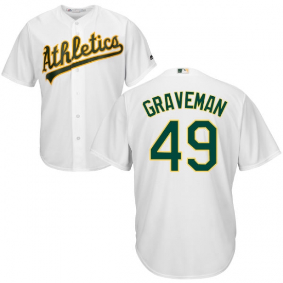 Youth Majestic Oakland Athletics #49 Kendall Graveman Authentic White Home Cool Base MLB Jersey - Ujersey