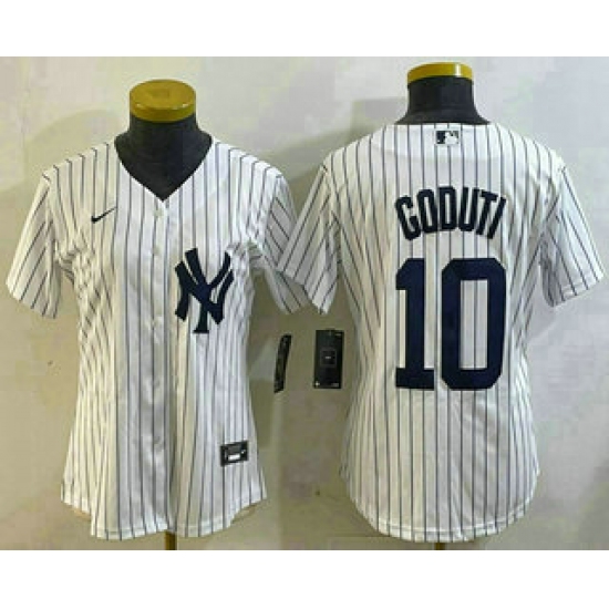Women's New York Yankees #10 Goduti White Cool Base Stitched Jersey - Ujersey