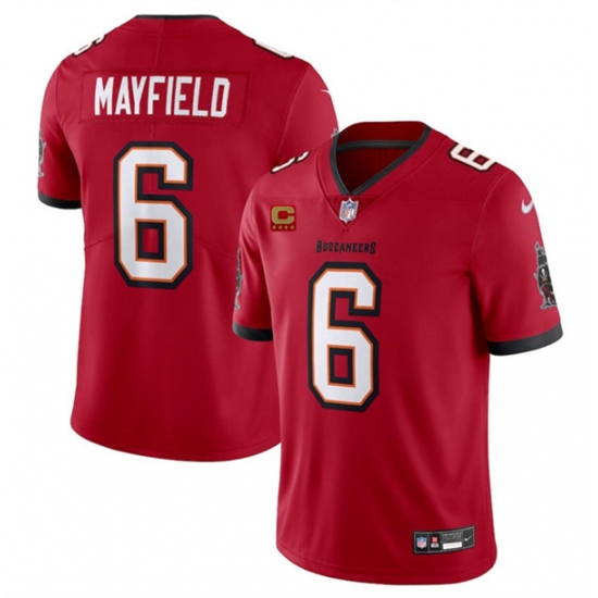 Men's Tampa Bay Buccaneers #6 Baker Mayfield Red 2024 With 4-Star C Vapor Limited Football Stitched Jersey - Ujersey