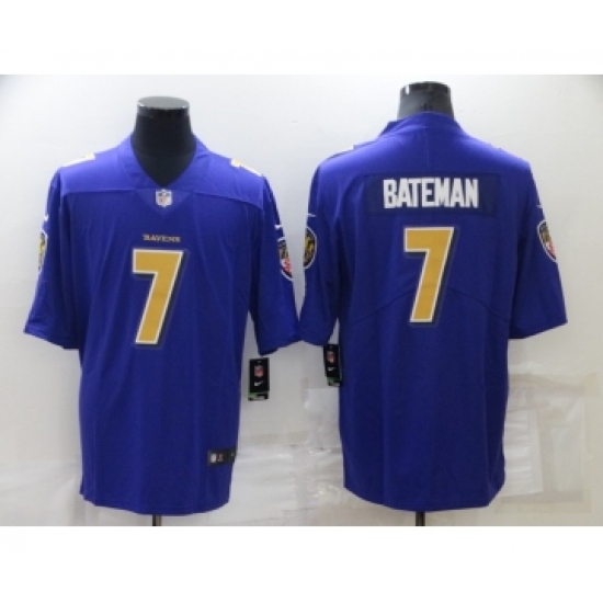 Men's Baltimore Ravens #7 Rashod Bateman Purple 2020 Color Rush Stitched NFL Nike Limited Jersey - Ujersey