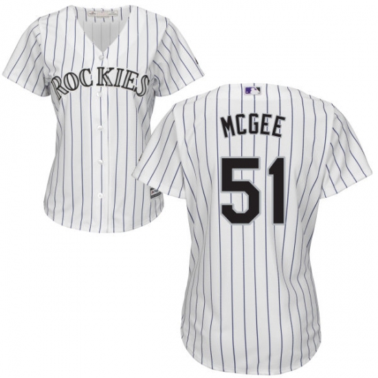 Women's Majestic Colorado Rockies #51 Jake McGee Authentic White Home Cool Base MLB Jersey - Ujersey